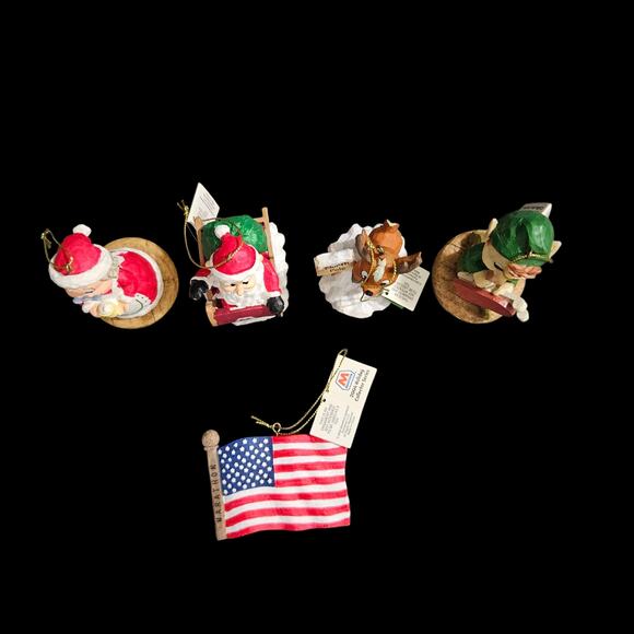 Marathon 2004 Holiday Collector’s Series Set of 5 Ornaments Santa Reindeer Flag - Picture 5 of 6